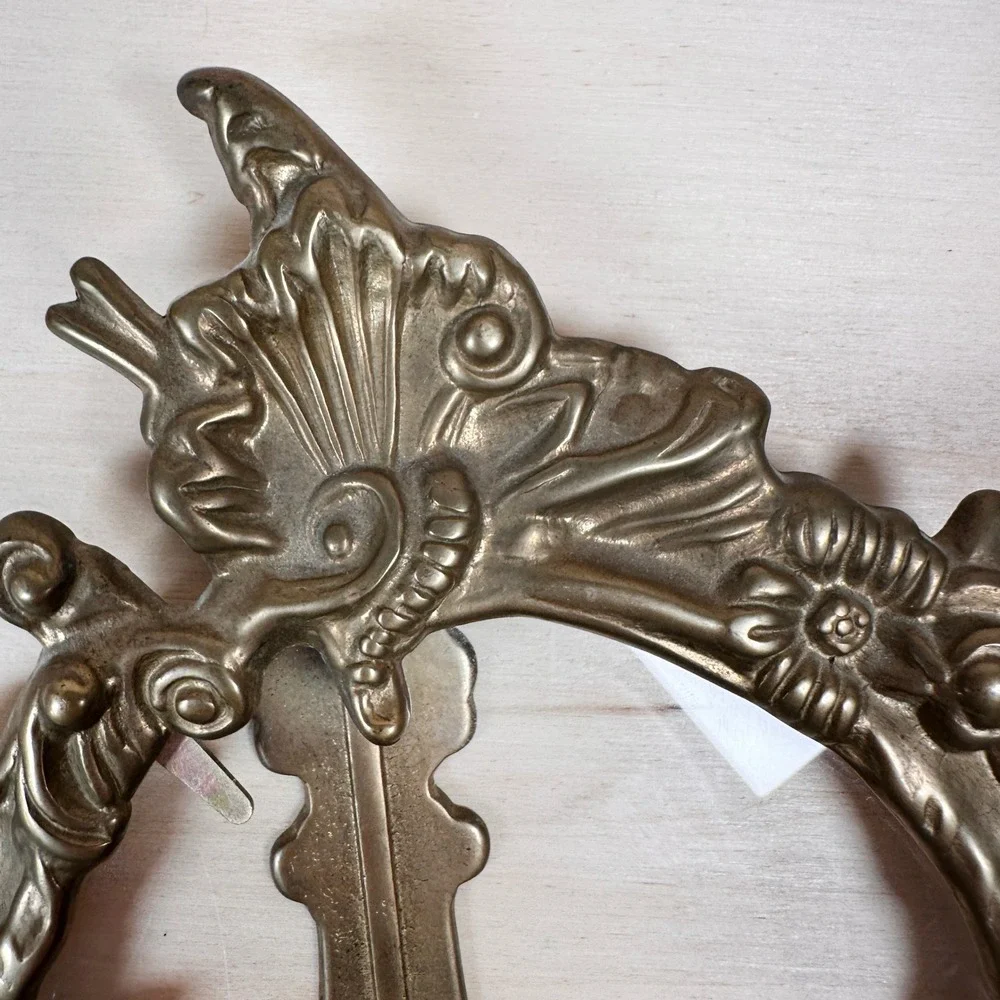 Vintage Brass Rococo Easel Picture Frames Pair Ornate 4x6 & Oval Set